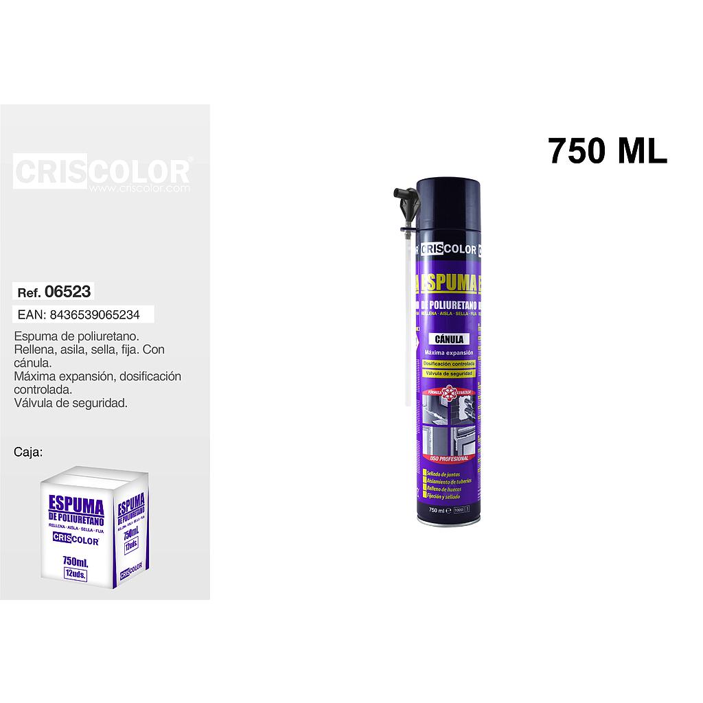 ESPUMA POLIURETANO 750ML CON CANULA (Caja de 12Und).