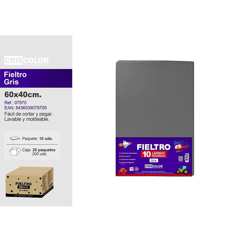 FIELTRO 40X60CM  GRIS PAQ.10UDS (Precio unitario).