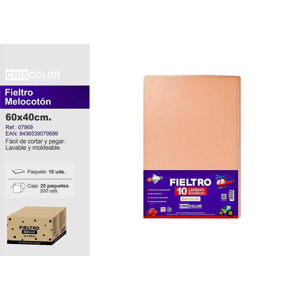 FIELTRO 40X60CM  MELOCOTON PAQ.10UDS (Precio unitario).