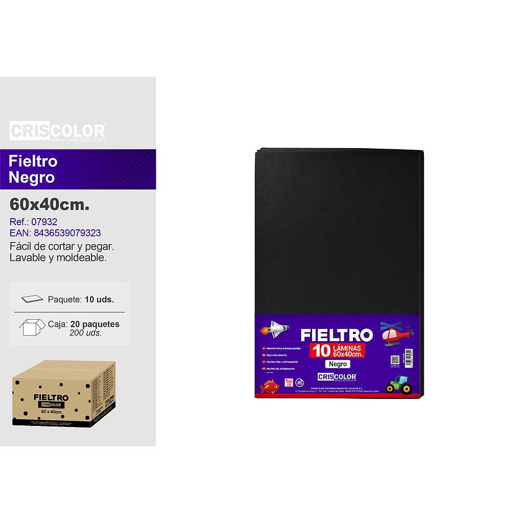 FIELTRO 40X60CM  NEGRO PAQ.10UDS (Precio unitario).