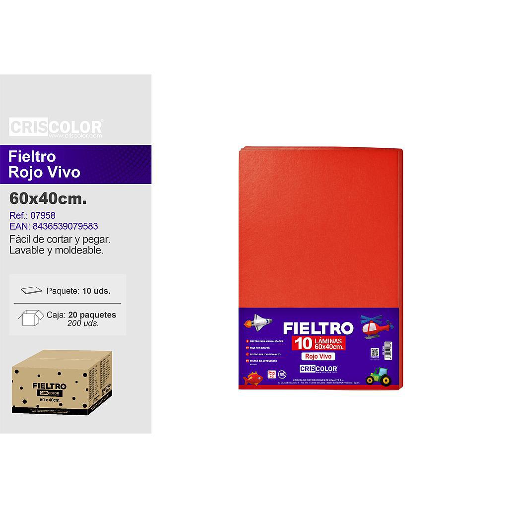 FIELTRO 40X60CM  ROJO VIVO PAQ.10UDS (Precio unitario).