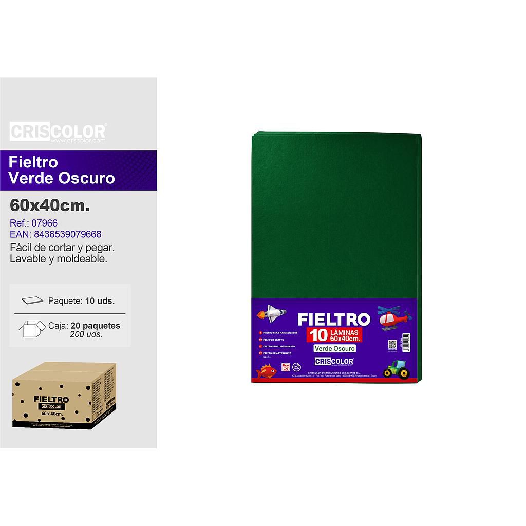 FIELTRO 40X60CM  VERDE OSCURO PAQ.10UDS (Precio unitario).