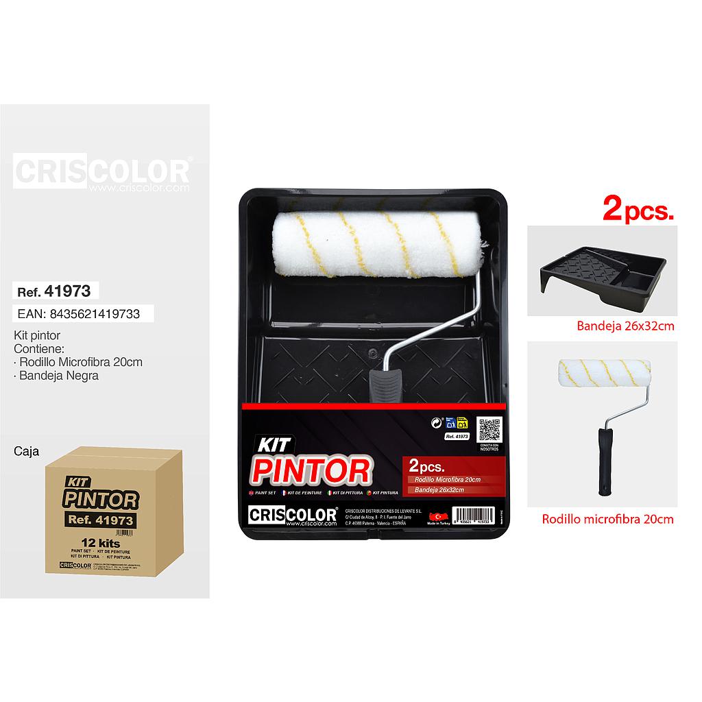 KIT PINTOR RODILLO MICROFIBRA + BANDEJA NEGRA