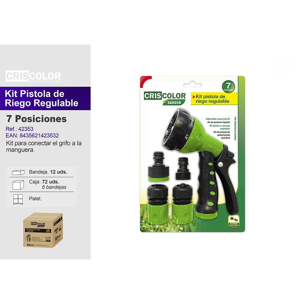 KIT PISTOLA DE RIEGO REGULABLE 7 POSICIONES	