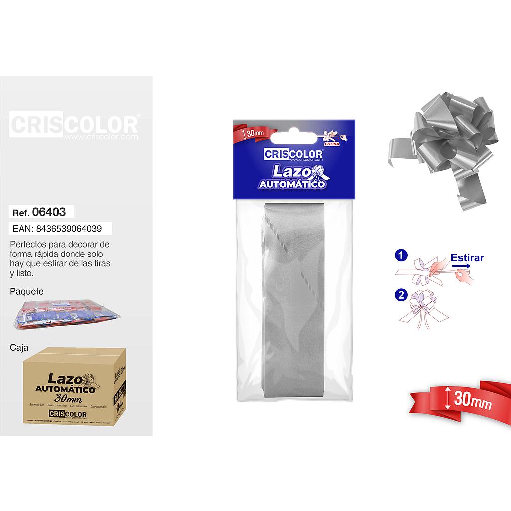 LAZO AUTOMATICO 30MM PLATA (Precio Unitario)