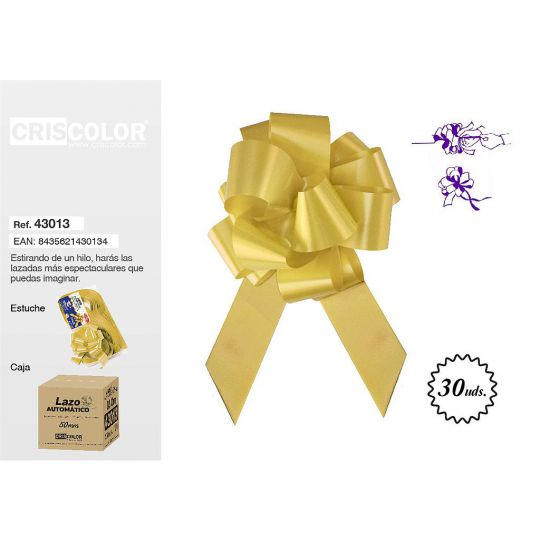 LAZO AUTOMATICO 50MM ORO GRANEL (Caja 30 und.)