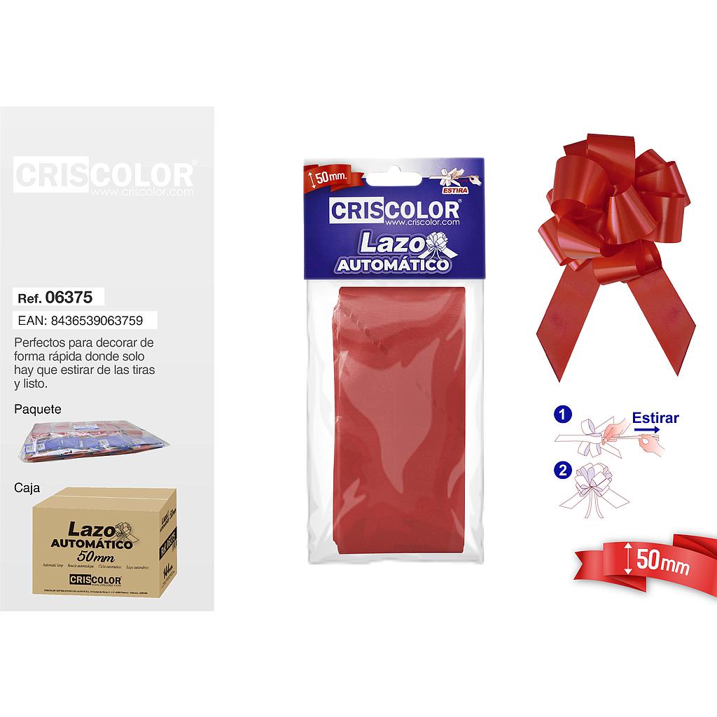 LAZO AUTOMATICO 50MM ROJO (Precio Unitario)