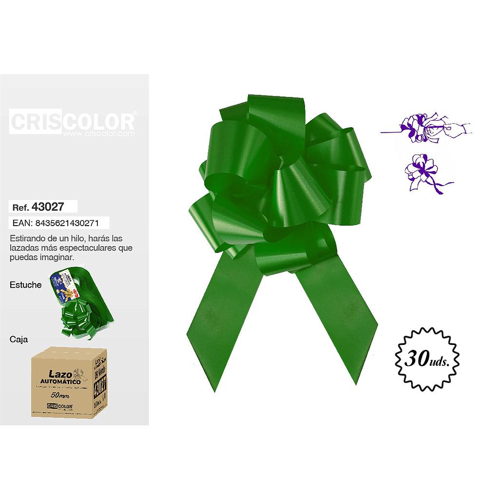 LAZO AUTOMATICO 50MM VERDE GRANEL (Caja 30 und.)