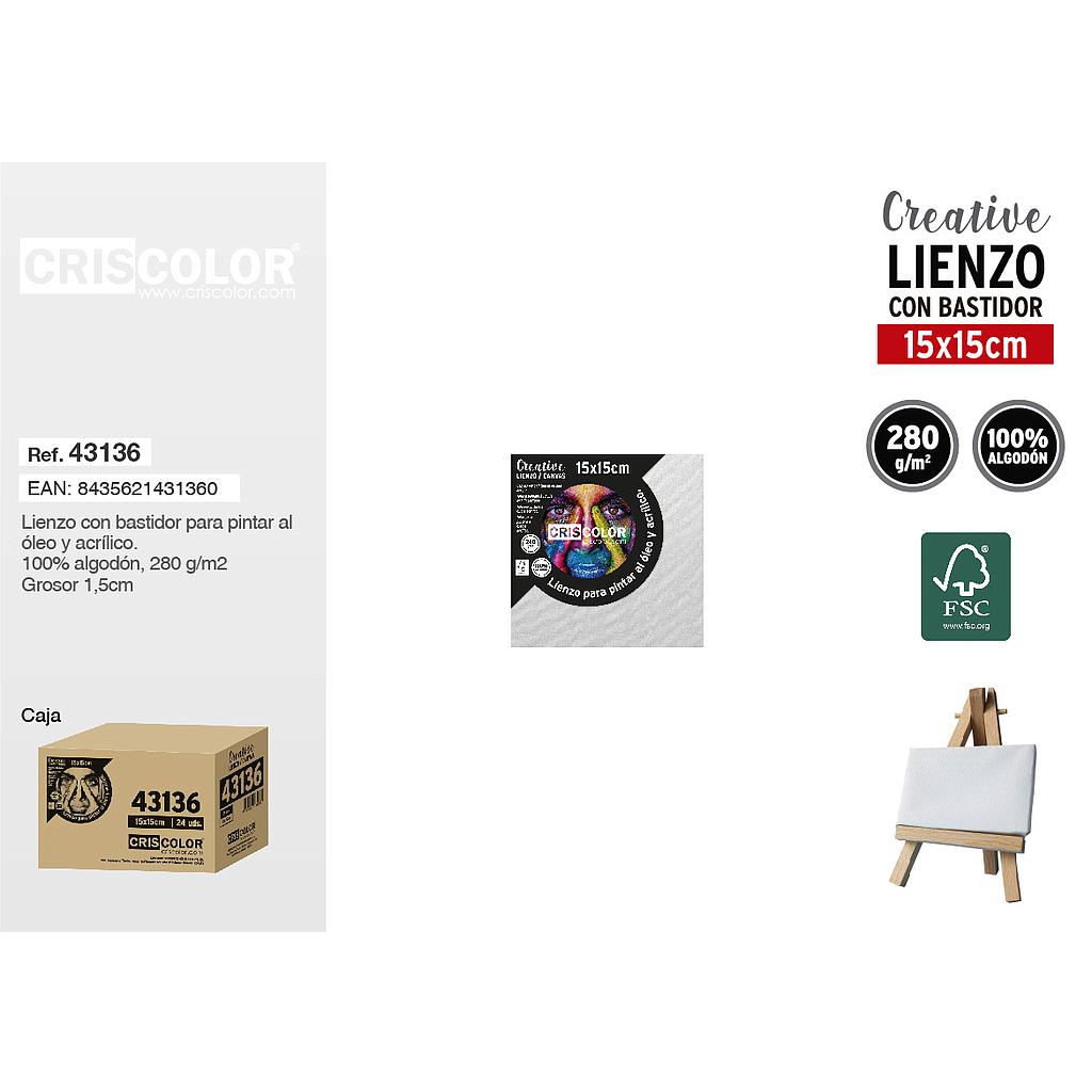 LIENZO PARA PINTAR 15X15CM (Caja 24Und).