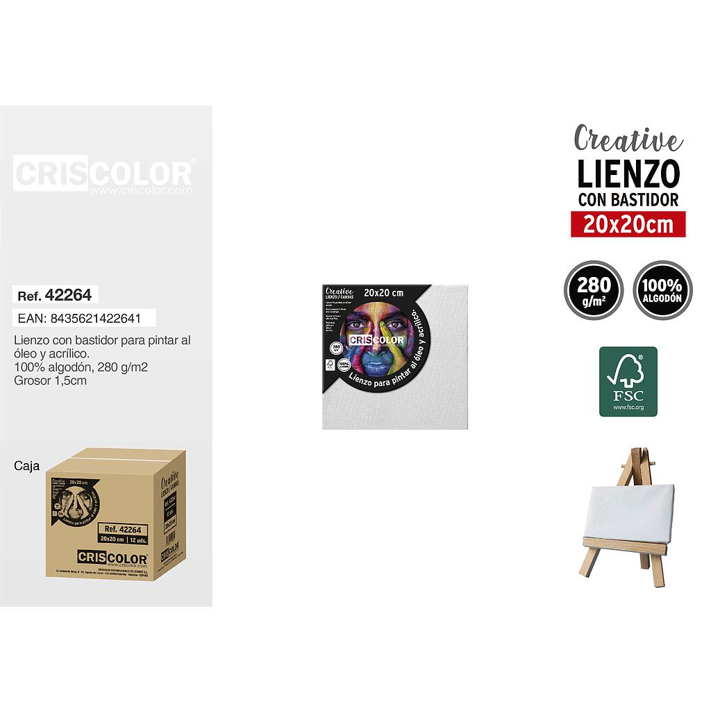 LIENZO PARA PINTAR 20X20CM (Caja 12Und).