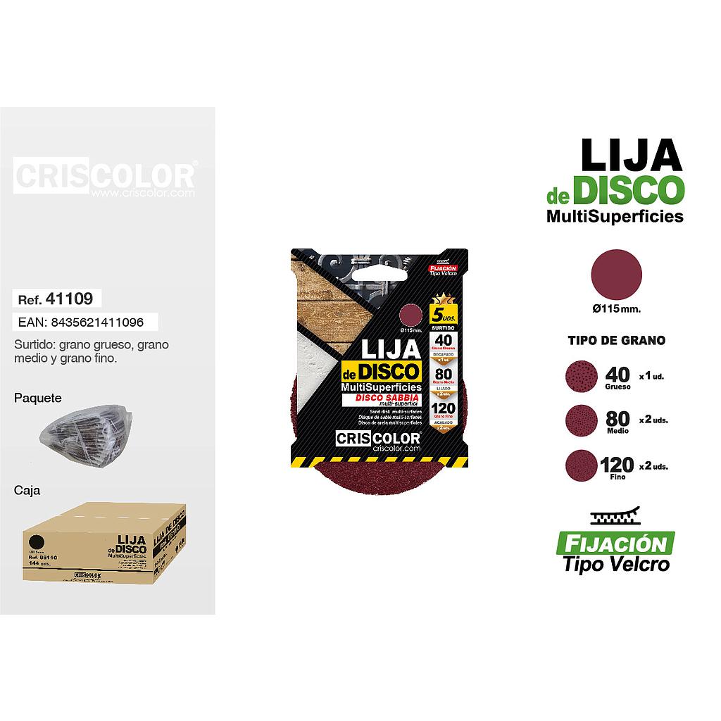 LIJA DISCO AUTOADHESIVAS GRANO SURTIDO 115MM