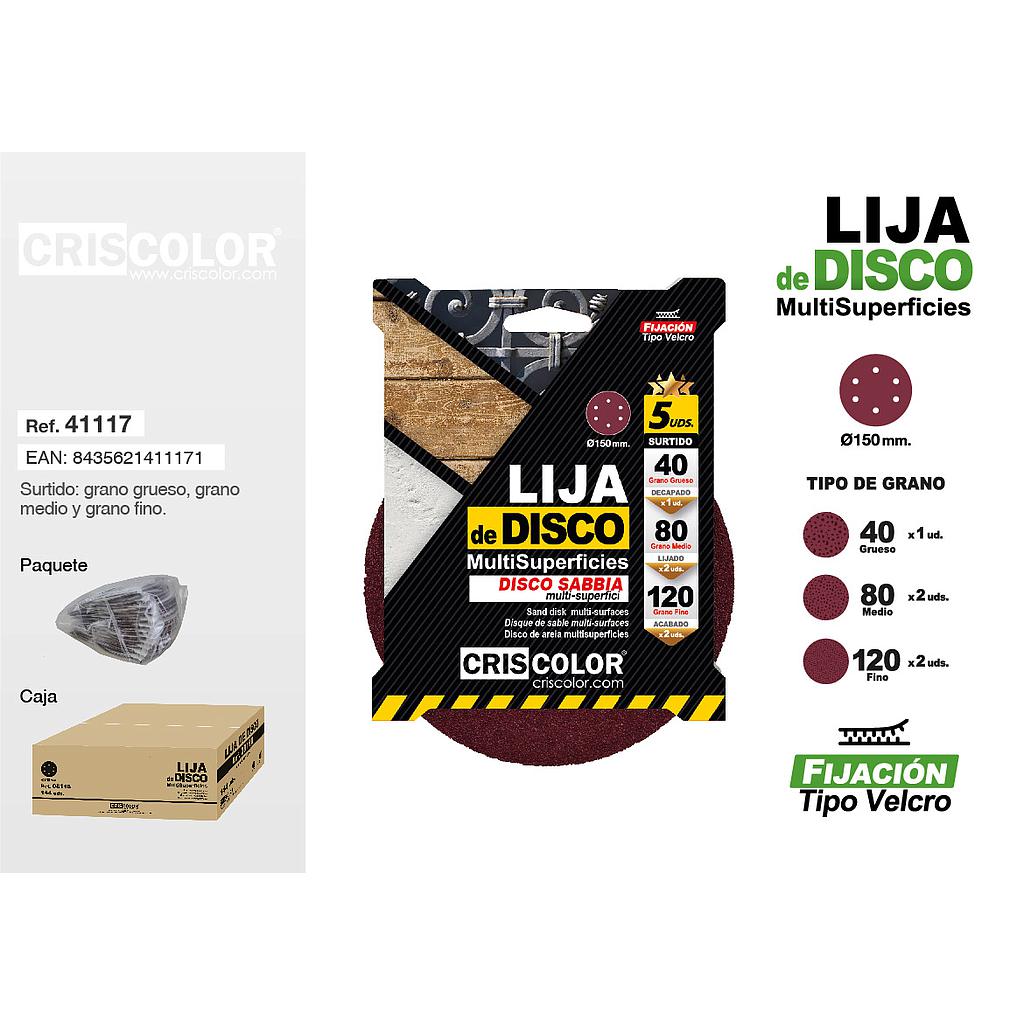 LIJA DISCO AUTOADHESIVAS GRANO SURTIDO 150MM