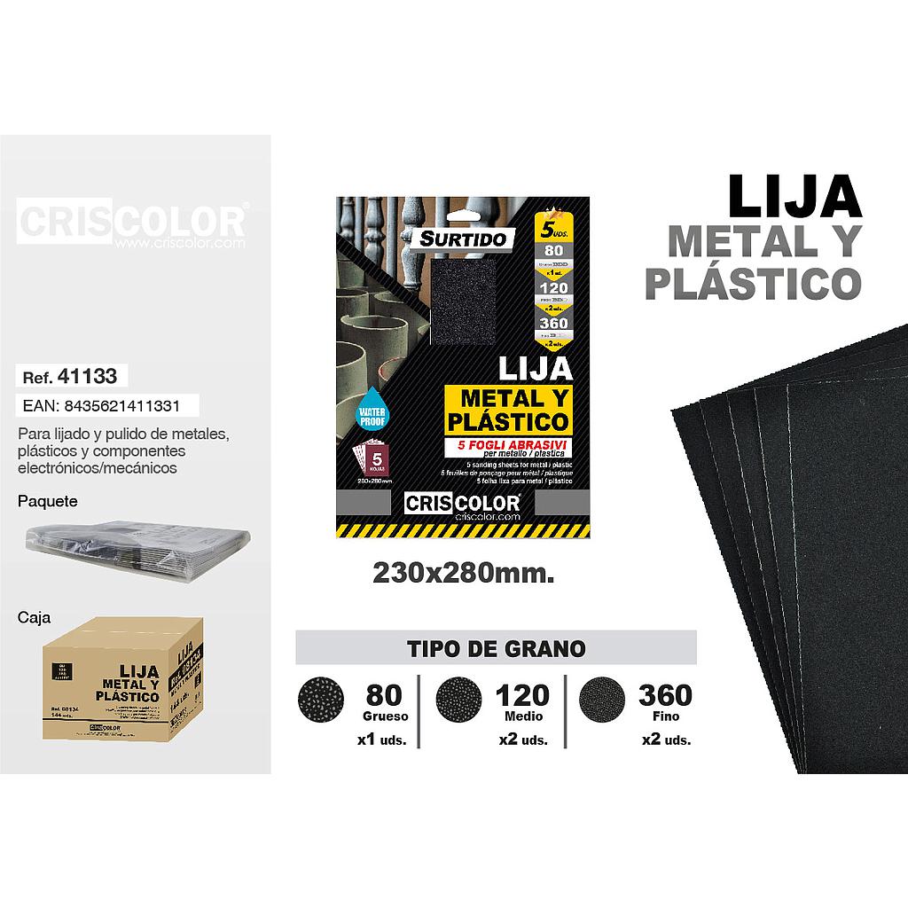 LIJA METAL/PLASTICO GRANO SURTIDO