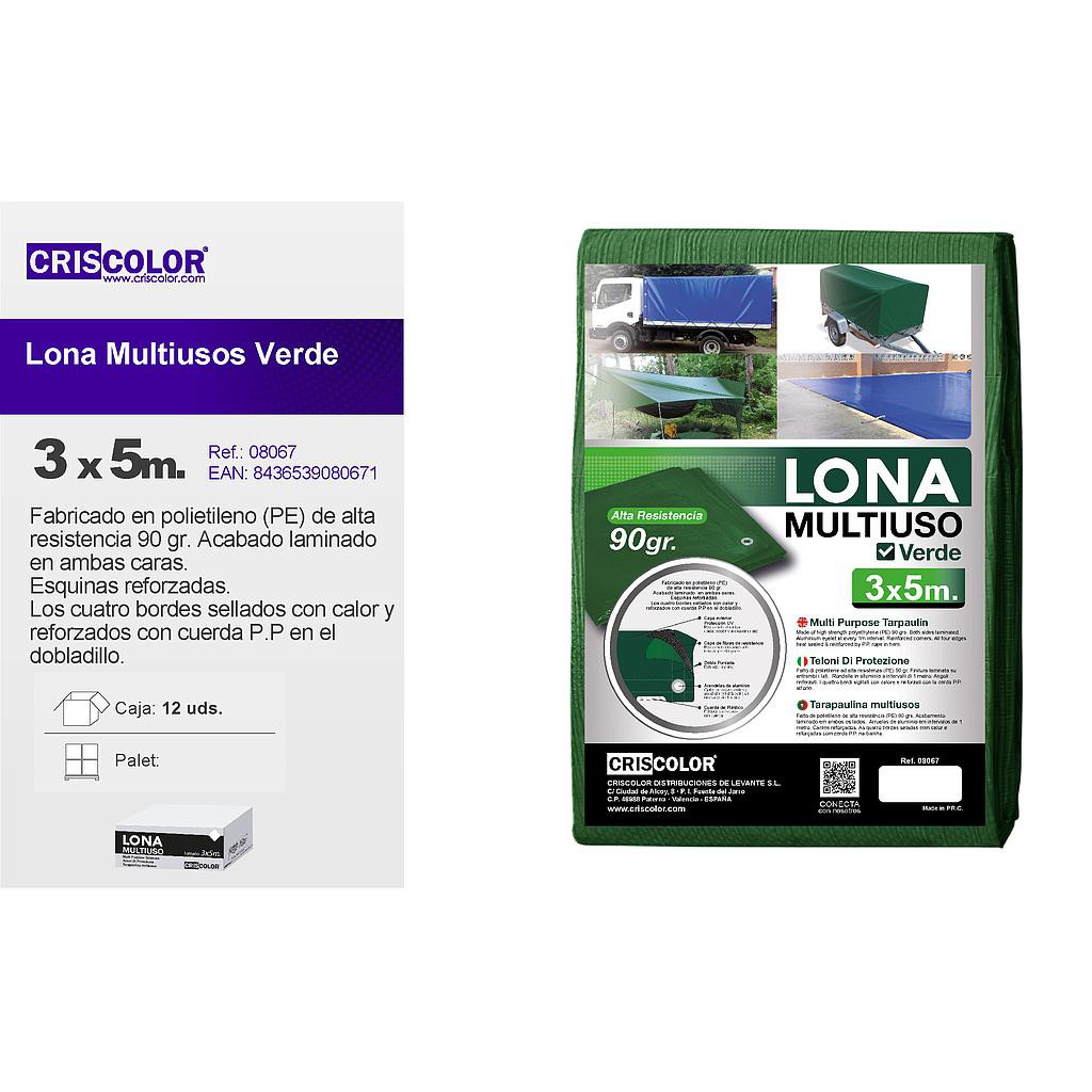 LONA MULTIUSO 3X5M VERDE