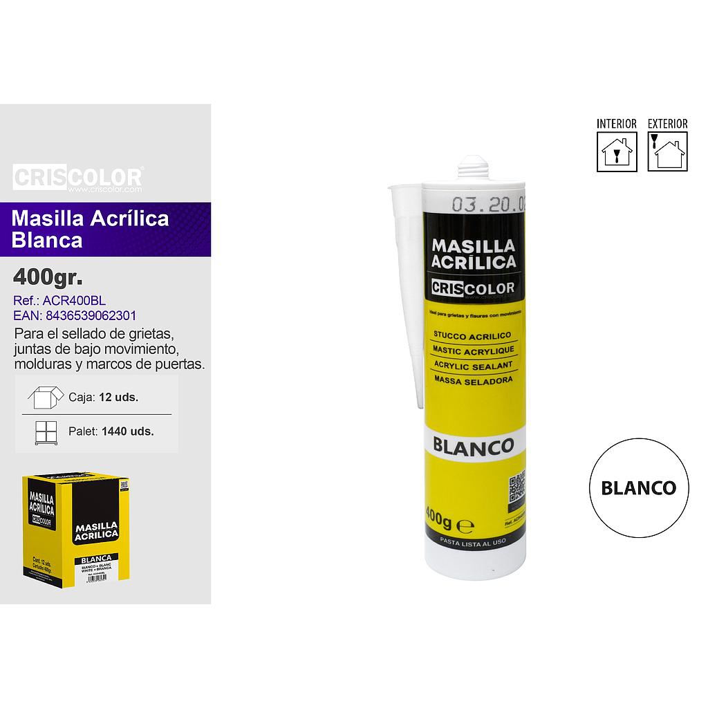 MASILLA ACRILICA BLANCA 400G (Caja de 12Und).