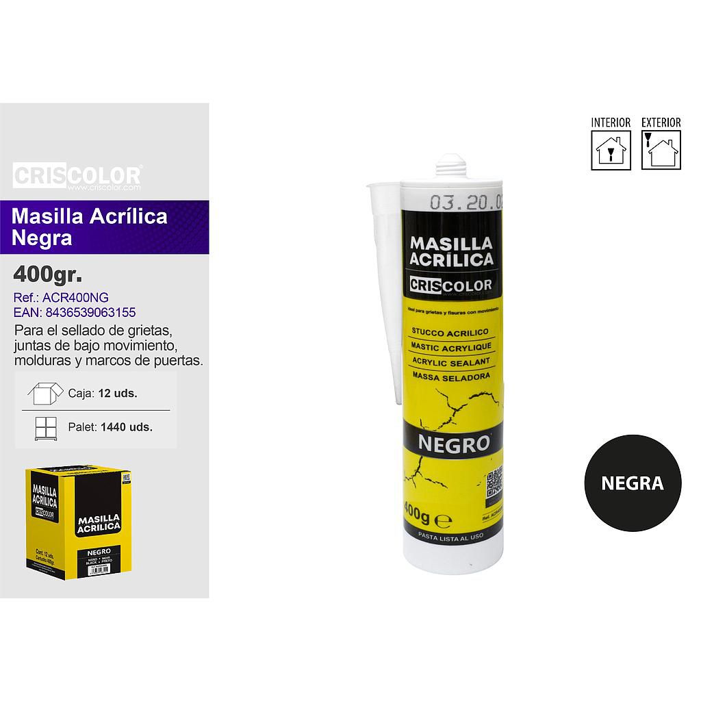 MASILLA ACRILICA NEGRA 400G (Caja de 12Und).