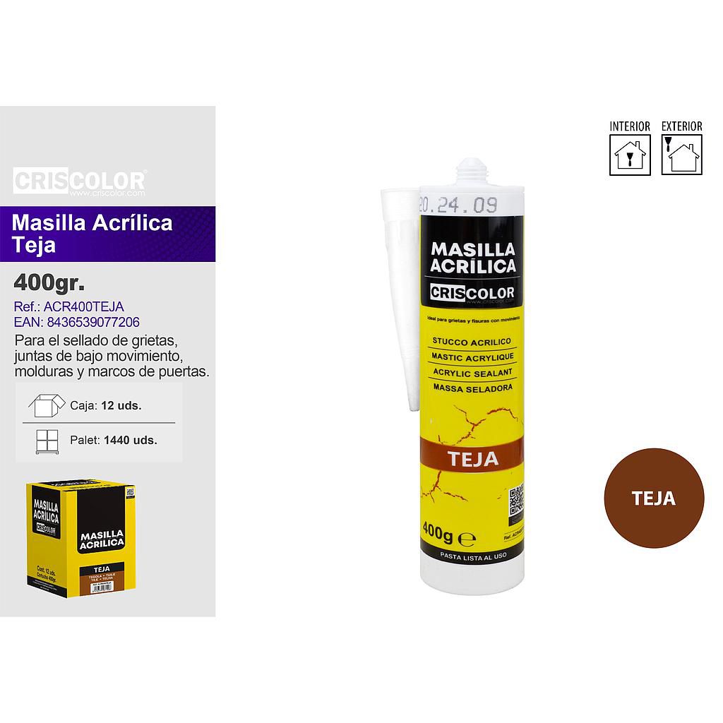 MASILLA ACRILICA TEJA 400G (Caja de 12Und).