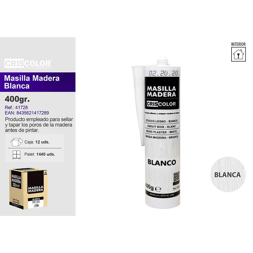 MASILLA MADERA BLANCO 400G (Caja de 12Und).
