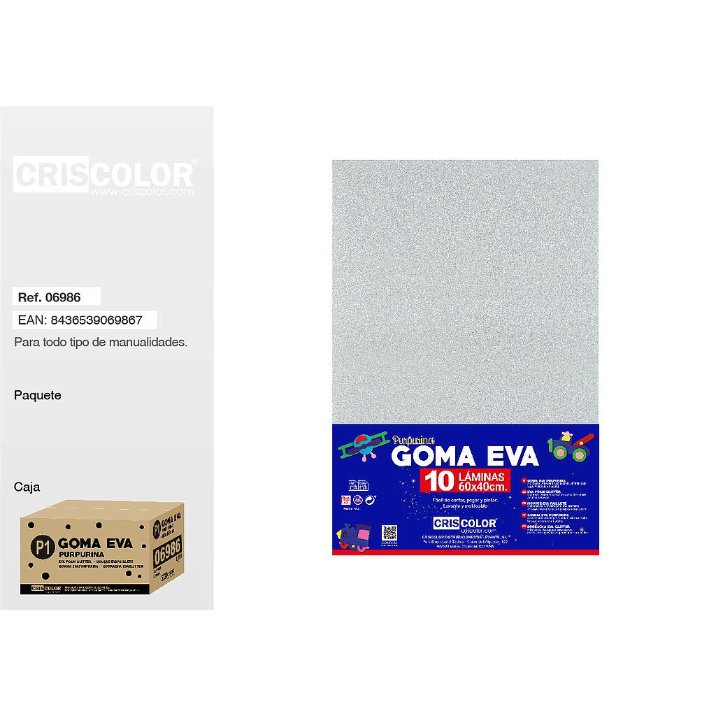 P1 GOMA EVA PURPURINA 40X60CM BLANCO PAQ.10UDS (Precio unitario).