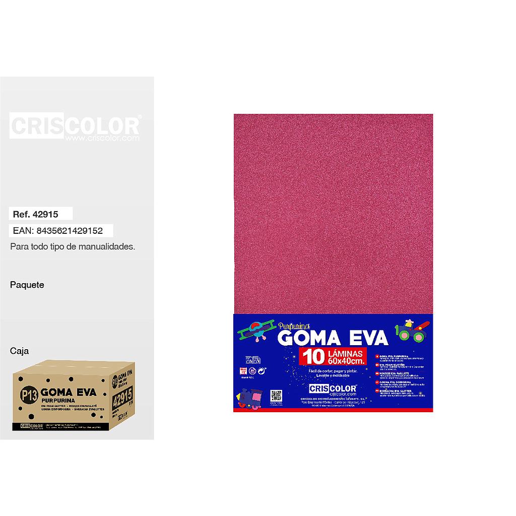 P13 GOMA EVA PURPURINA 40x60CM MAGENTA PAQ.10UDS (Precio unitario).