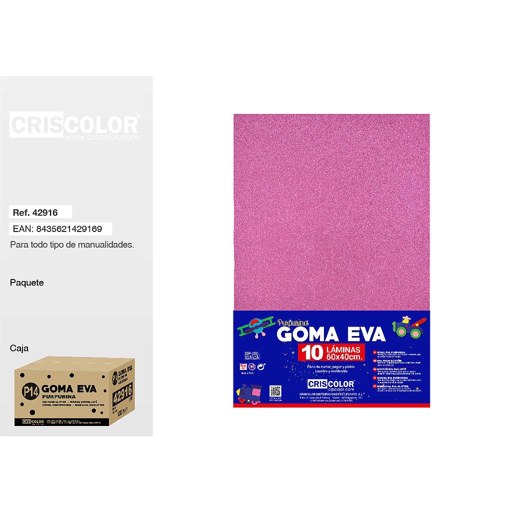 P14 GOMA EVA PURPURINA 40x60CM ROSA PAQ.10UDS (Precio unitario).