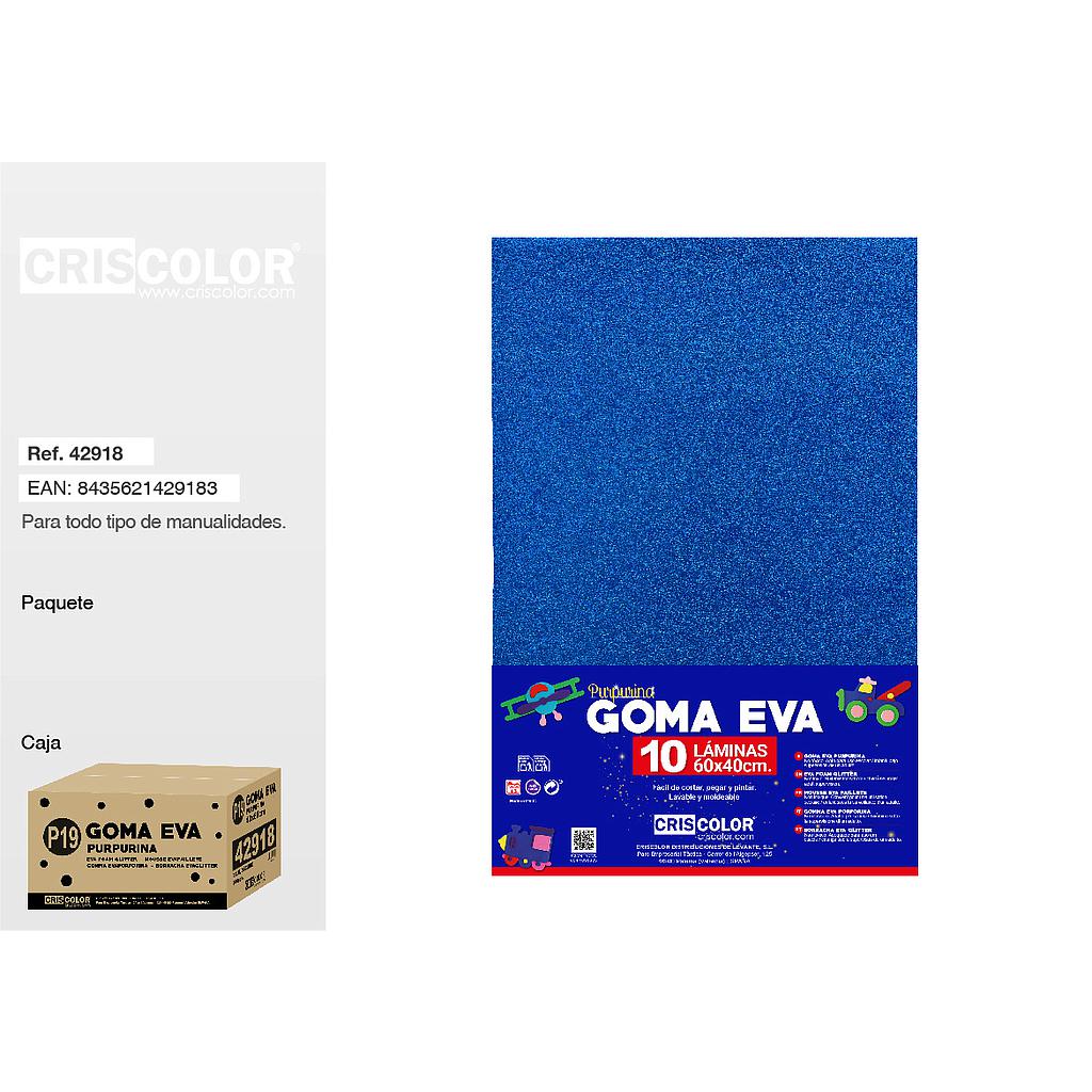 P19 GOMA EVA PURPURINA 40x60CM AZUL OSCURO PAQ.10UDS (Precio unitario).