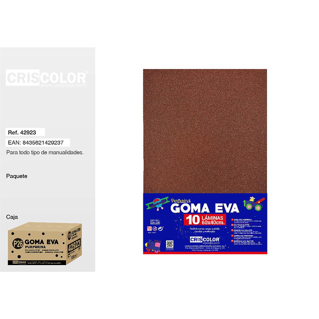 P26 GOMA EVA PURPURINA 40x60CM MARRON CLARO PAQ.10UDS (Precio unitario).