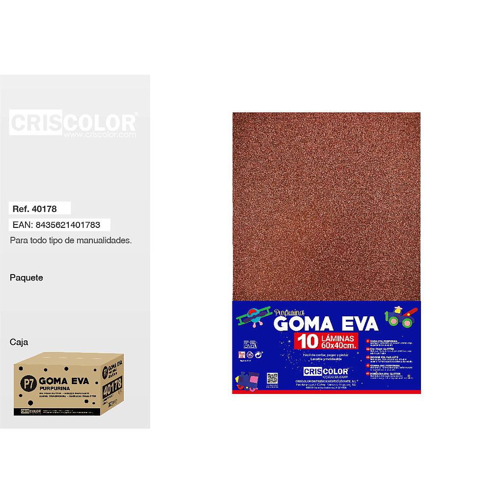 P7 GOMA EVA PURPURINA 40X60CM COBRE/NARANJA PAQ.10UDS (Precio unitario).