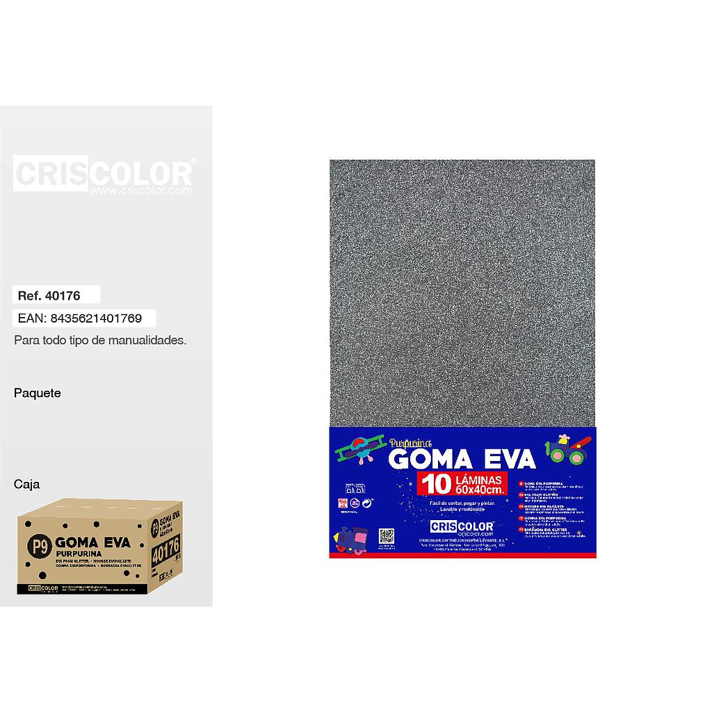 P9 GOMA EVA PURPURINA 40X60CM GRIS (Paquete de 10Und)