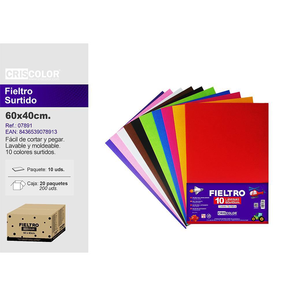 PAQUETE FIELTRO 40X60CM 10 COLORES SURTIDOS