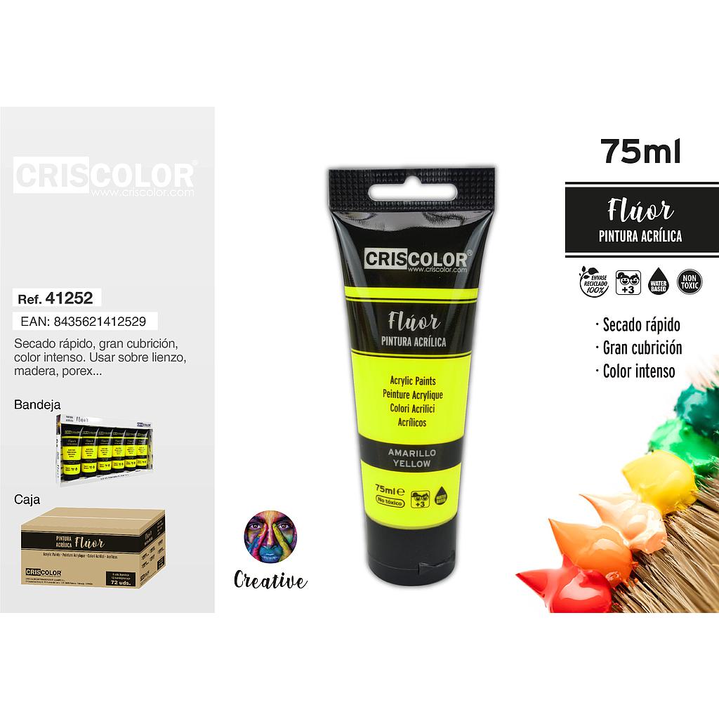 PINTURA ACRILICA TUBO 75ML FLUOR AMARILLO (Precio Unitario)