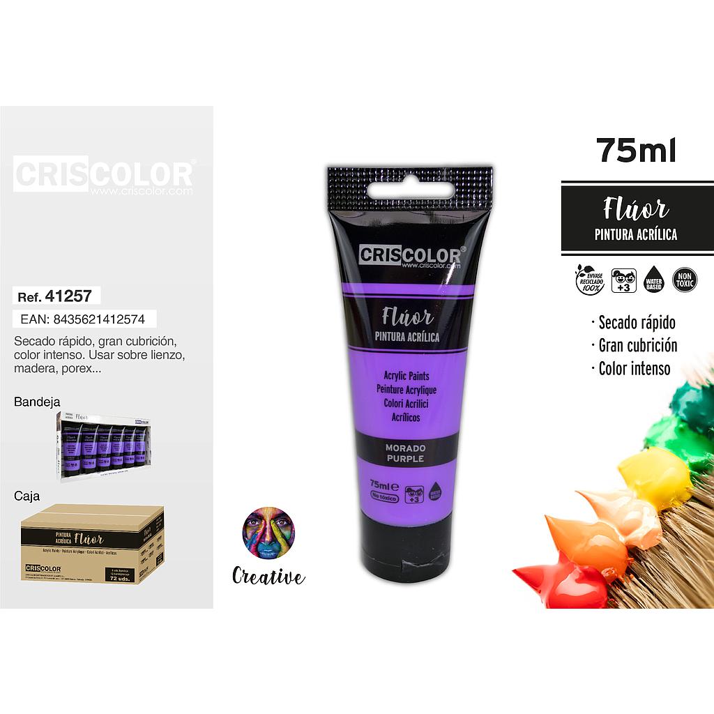 PINTURA ACRILICA TUBO 75ML FLUOR MORADO (Precio Unitario)