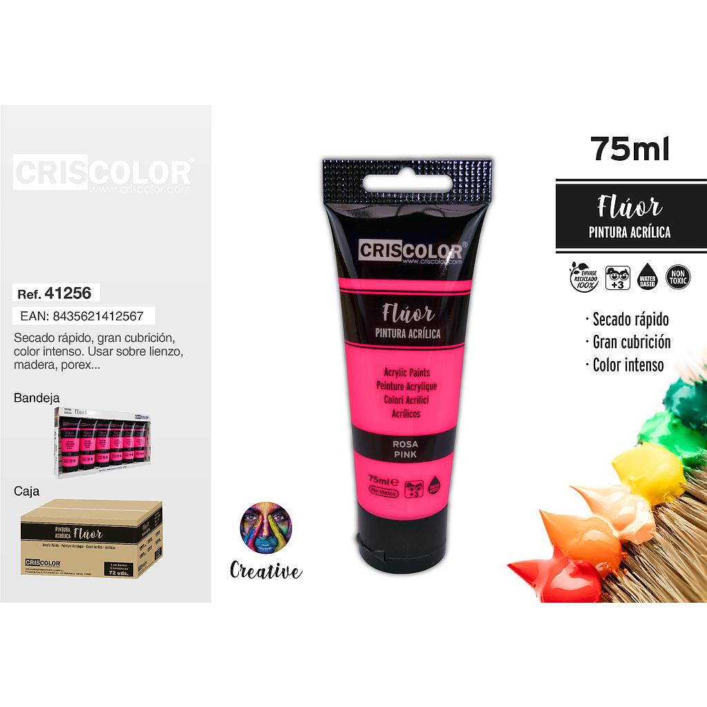 PINTURA ACRILICA TUBO 75ML FLUOR ROSA (Precio Unitario)