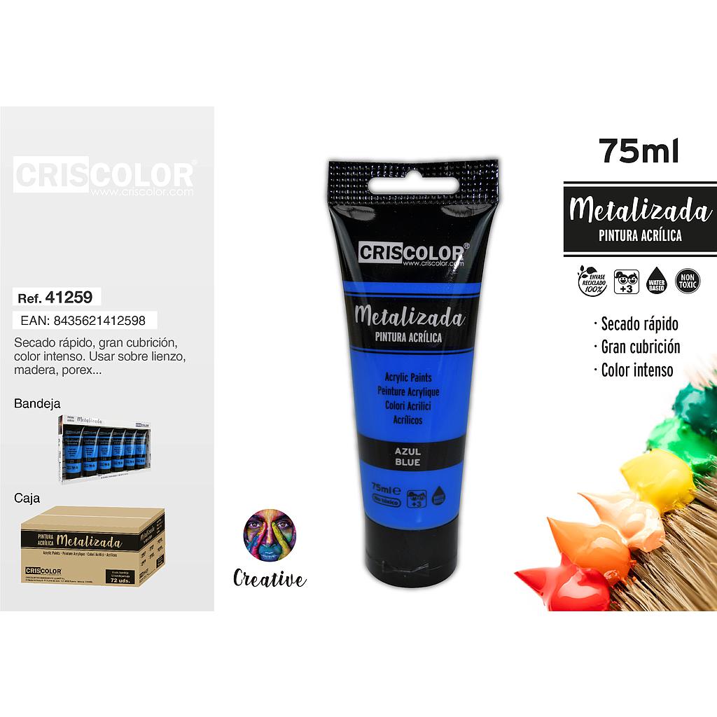 PINTURA ACRILICA TUBO 75ML METALIZADA AZUL (Precio Unitario)