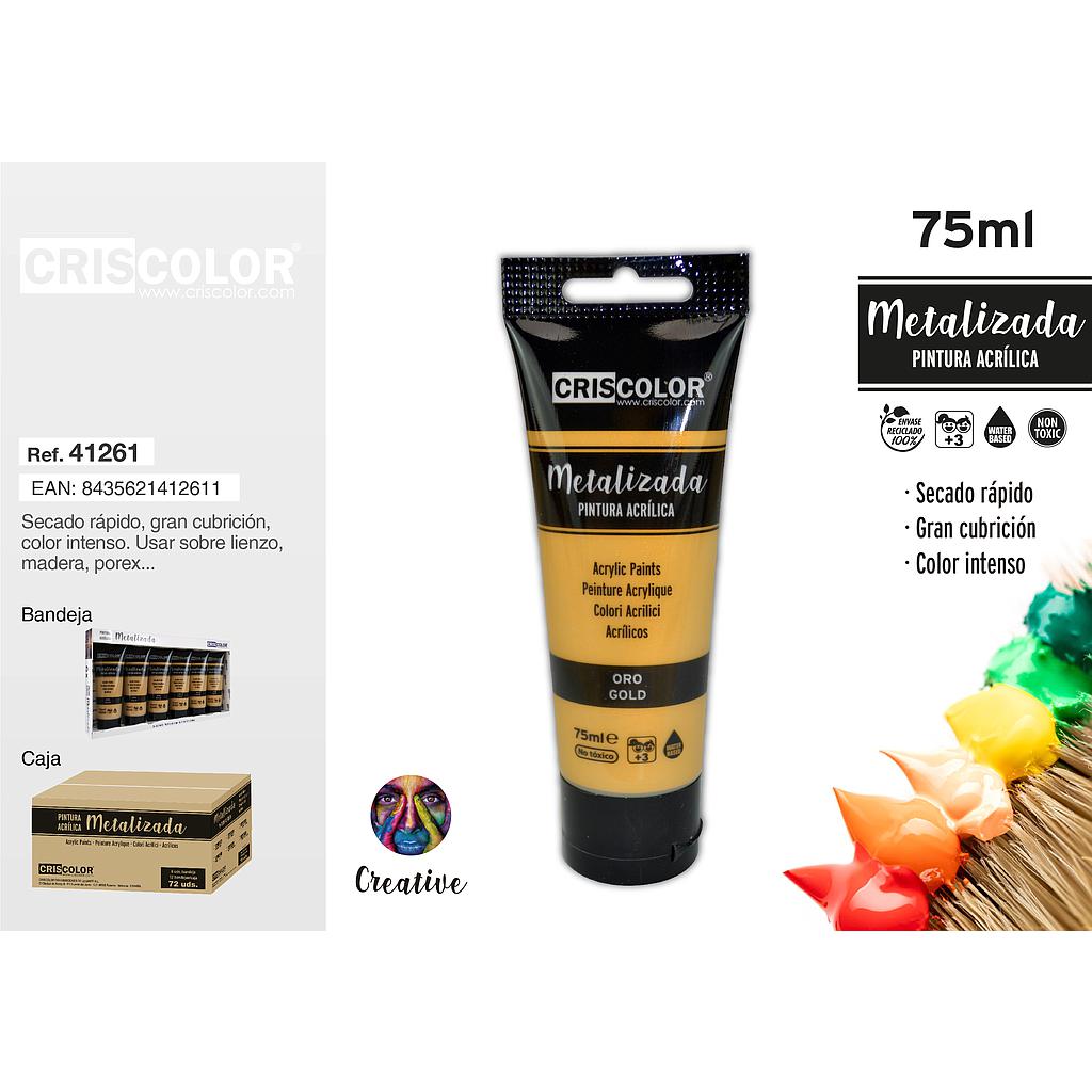 PINTURA ACRILICA TUBO 75ML METALIZADA ORO (Precio Unitario)