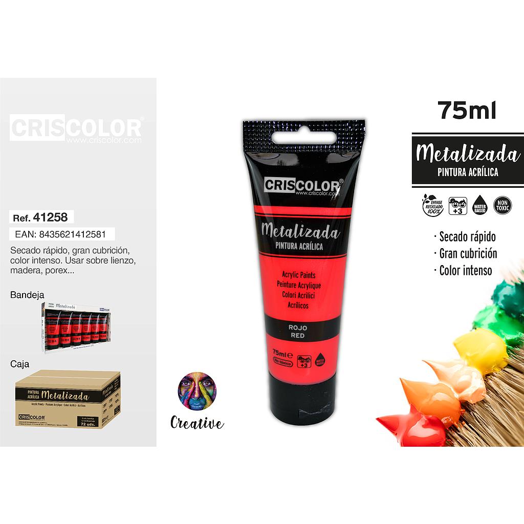 PINTURA ACRILICA TUBO 75ML METALIZADA ROJA (Precio Unitario)