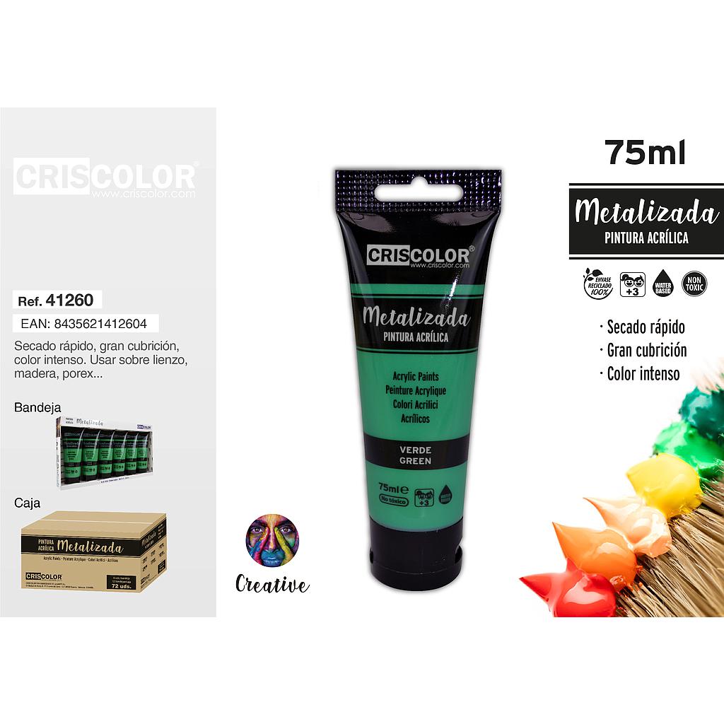 PINTURA ACRILICA TUBO 75ML METALIZADA VERDE (Precio Unitario)