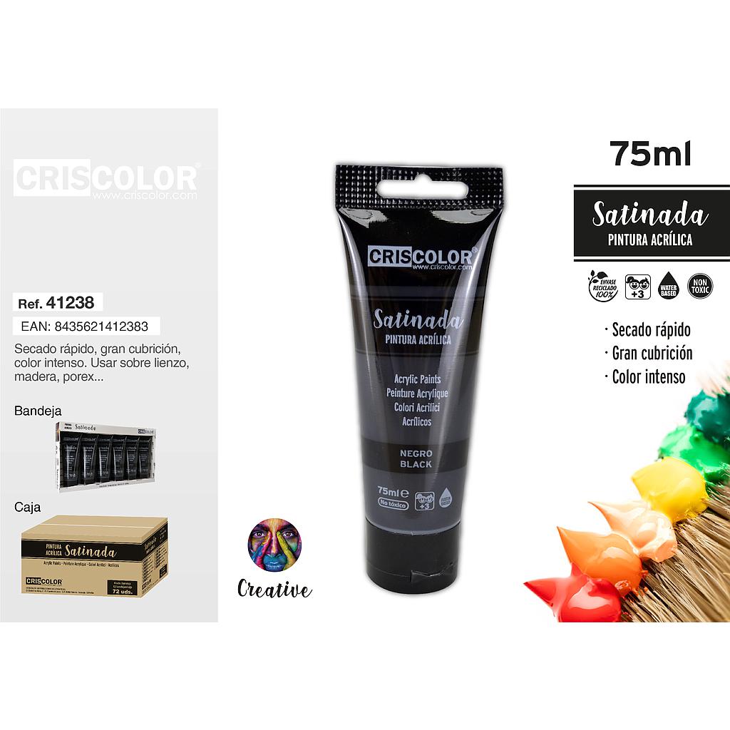 PINTURA ACRILICA TUBO 75ML NEGRO (Precio Unitario)