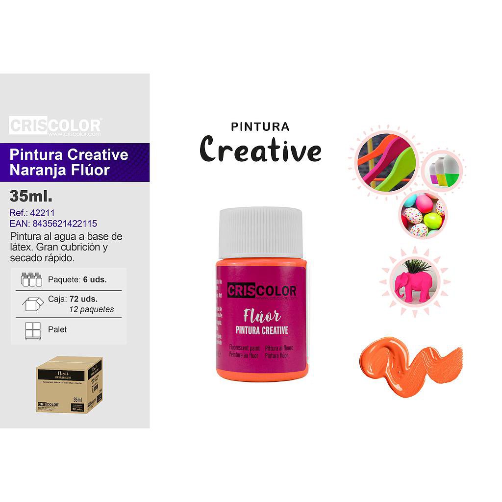 PINTURA CREATIVE BOTE 35ML NARANJA FLUOR (Precio Unitario)