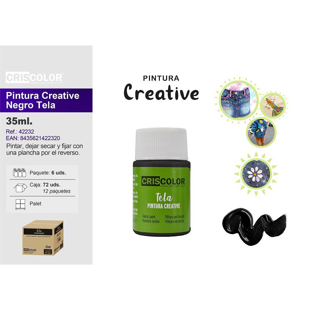 PINTURA CREATIVE BOTE 35ML NEGRO TELA (Precio Unitario)