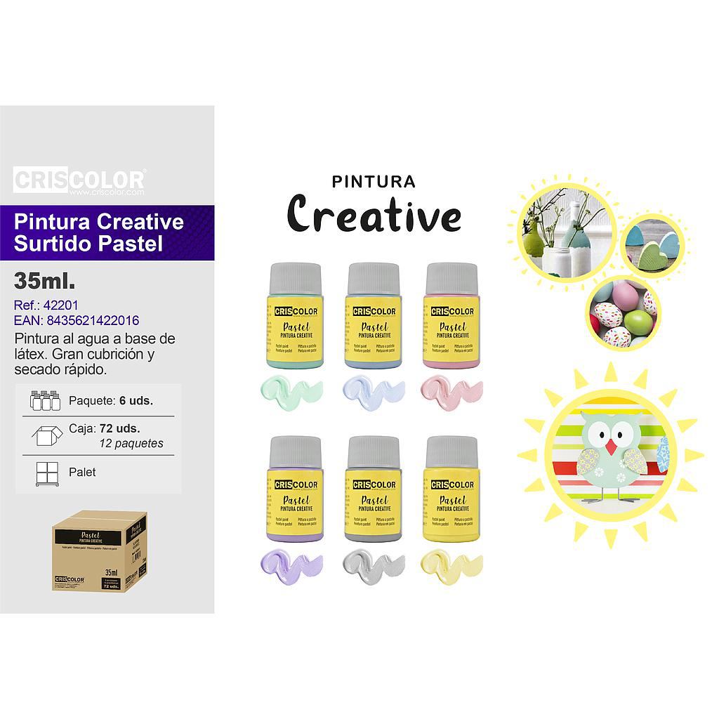 PINTURA CREATIVE BOTE 35ML SURTIDO PASTEL 6UDS