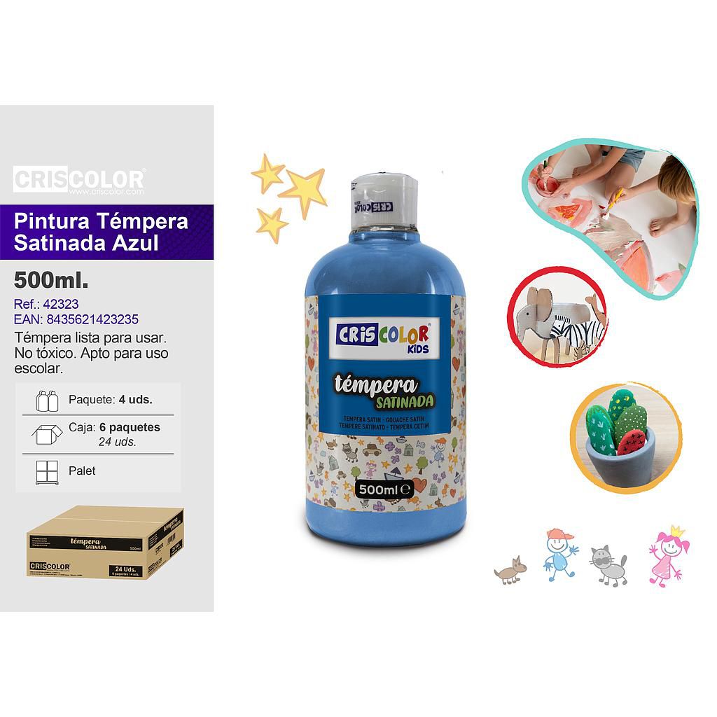 PINTURA TEMPERA 500ML AZUL