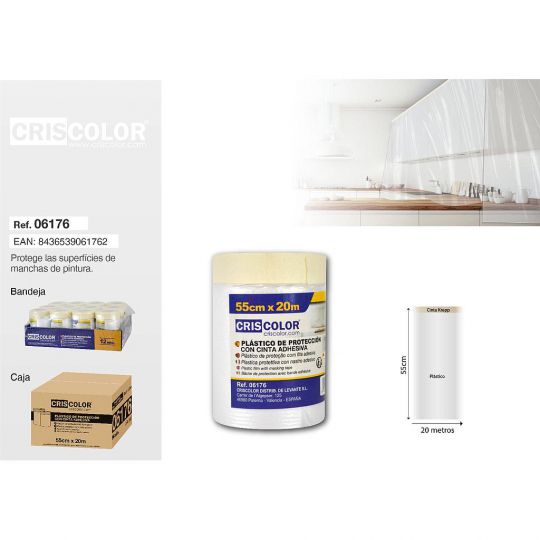 PLASTICO CON CINTA 55CMX20M (Precio Unitario)
