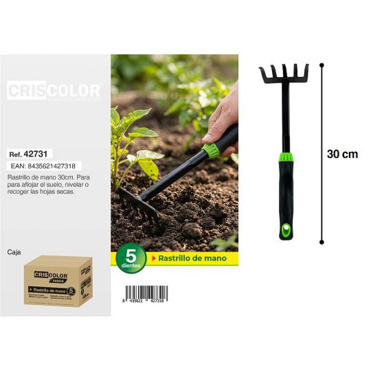 RASTRILLO DE MANO 5 DIENTES 30CM