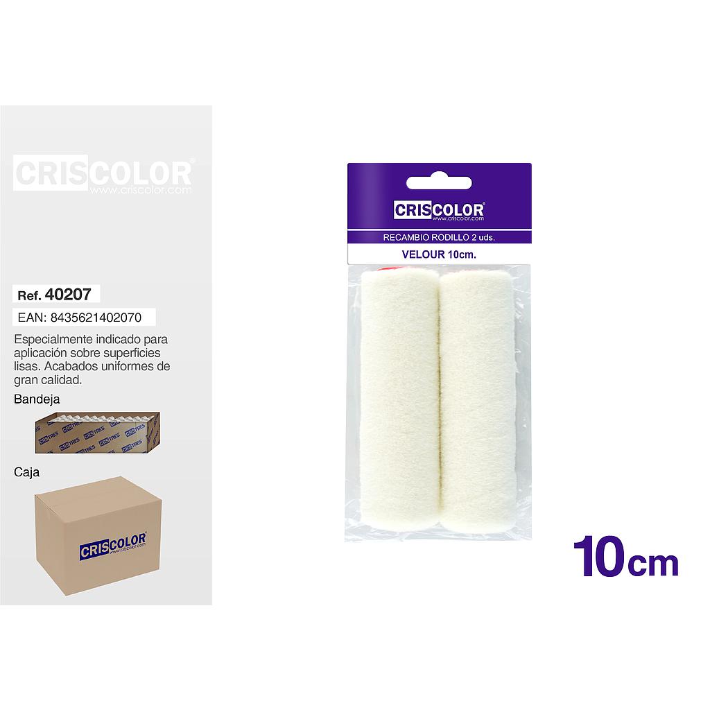 RECAMBIO RODILLO VELOUR 10CM 2UDS