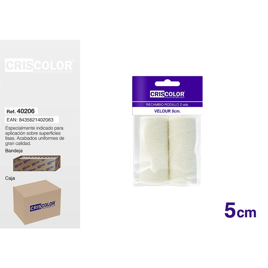 RECAMBIO RODILLO VELOUR 5CM 2UDS