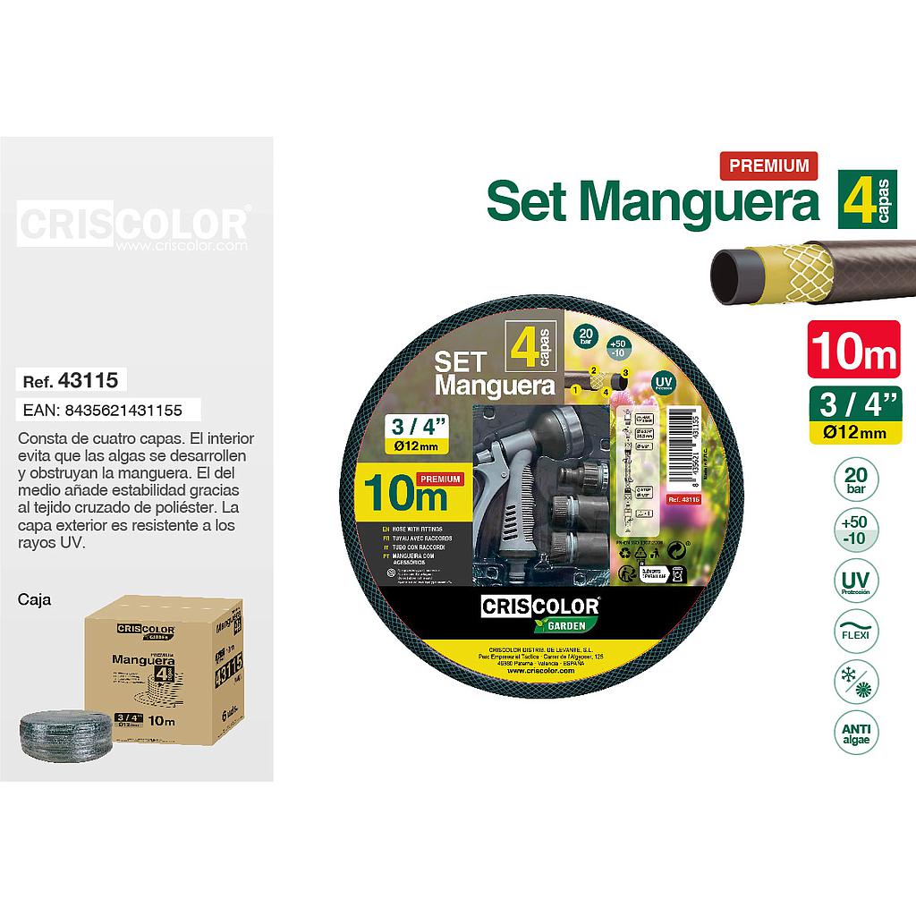 SET MANGUERA 10M 3/4" PREMIUM