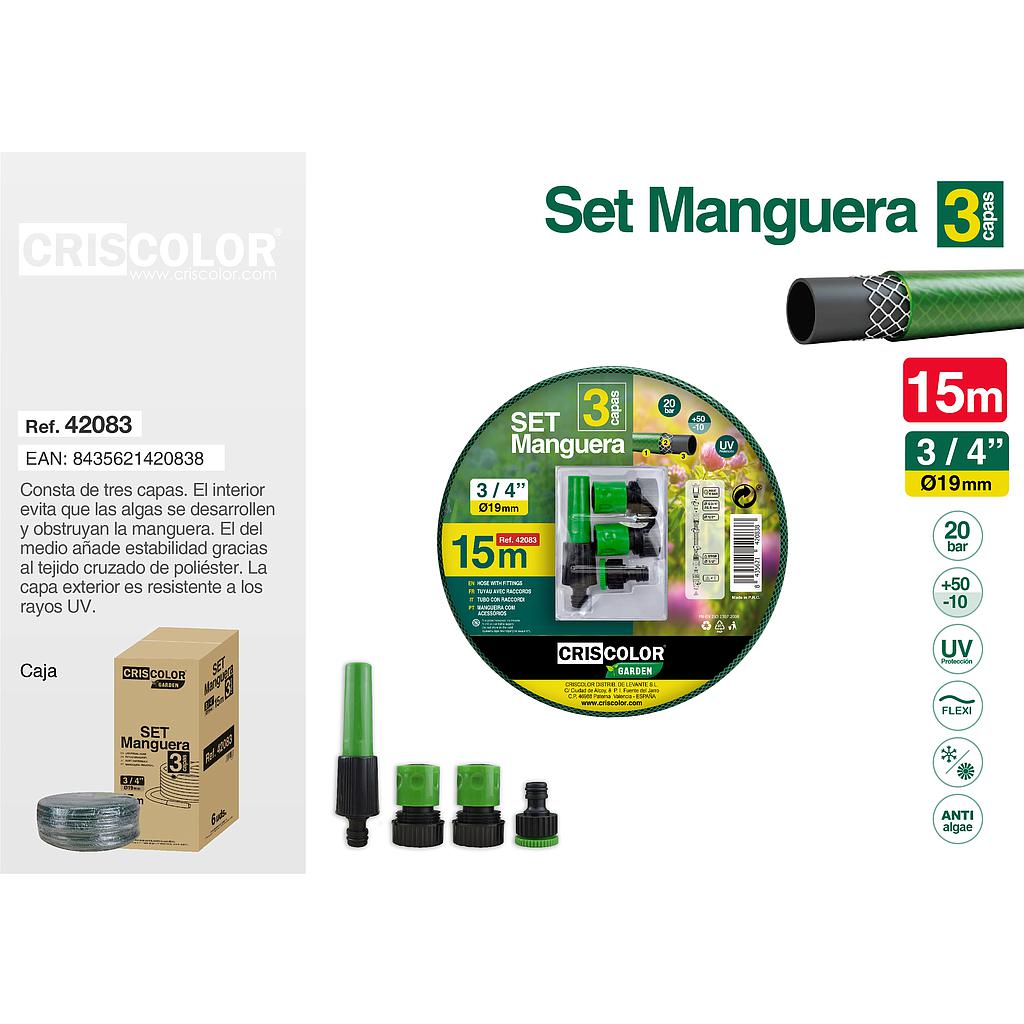 SET MANGUERA 15M 3/4"