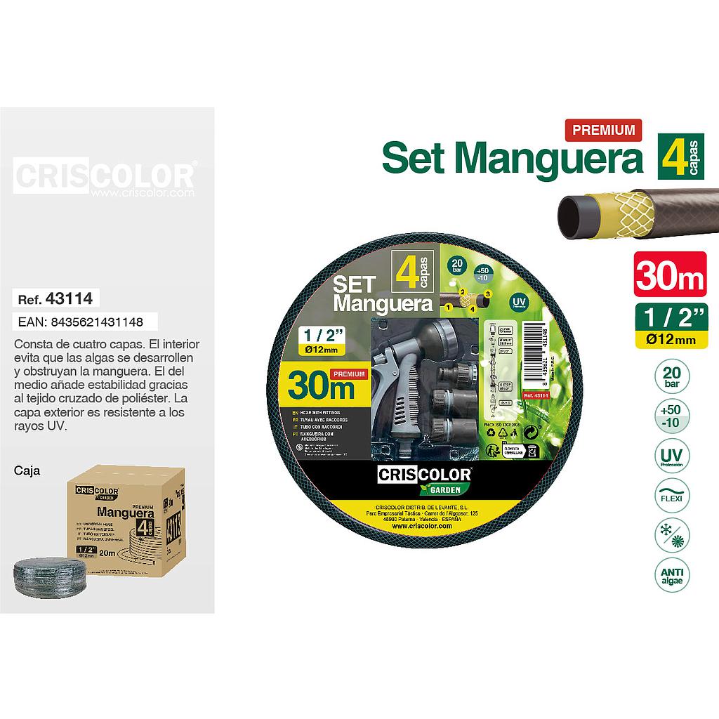 SET MANGUERA 30M 1/2" PREMIUM