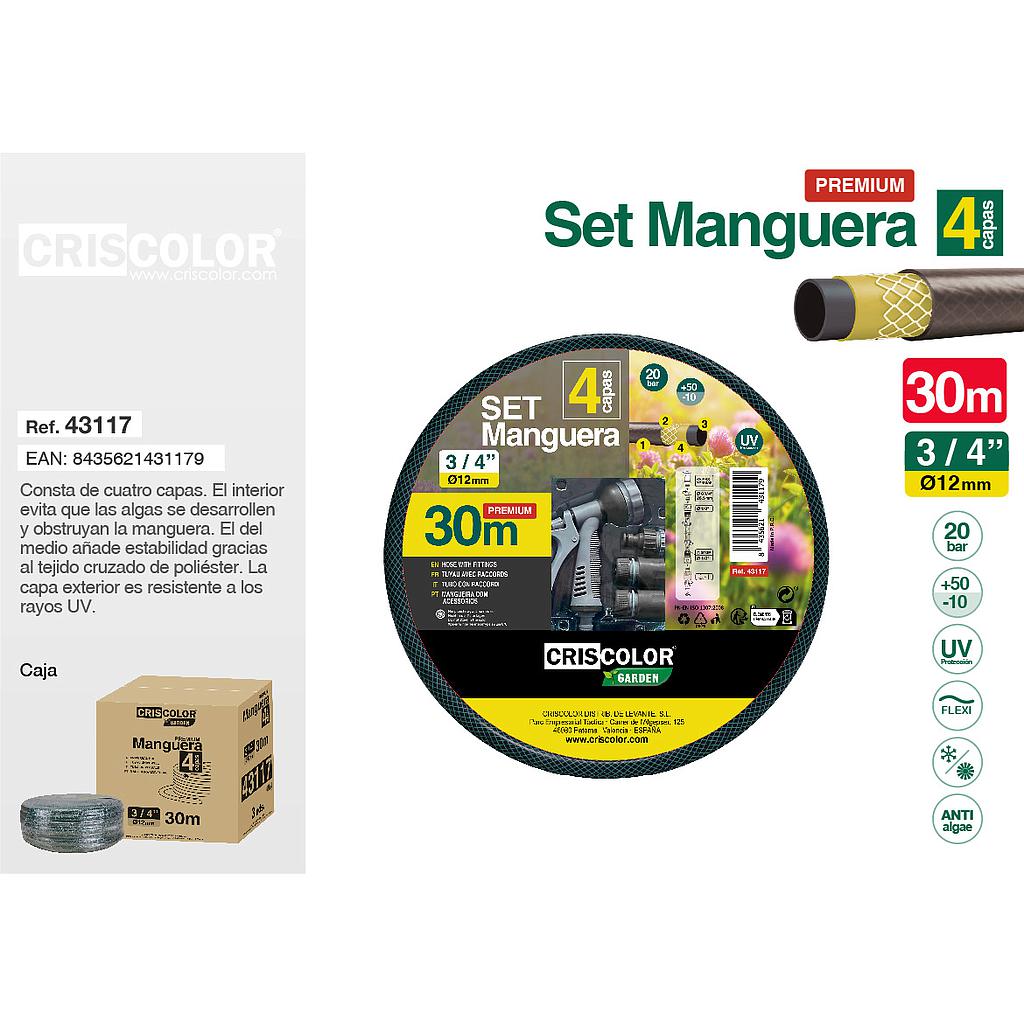 SET MANGUERA 30M 3/4" PREMIUM
